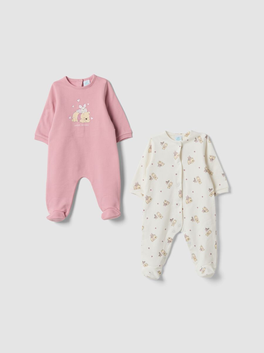 2-pack organic cotton baby sleepsuits with feet and Winnie the Pooh print_0