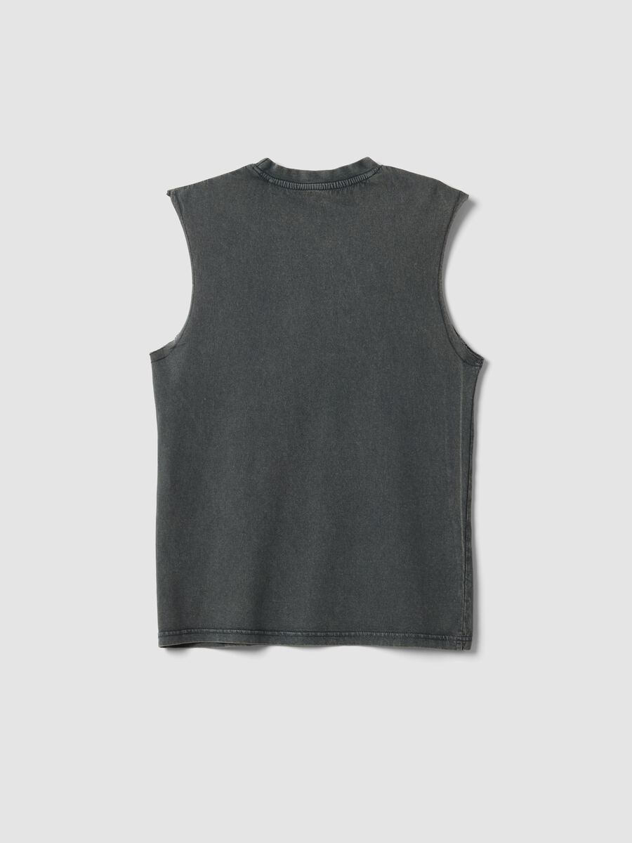 Black oversized pure cotton vest top_4