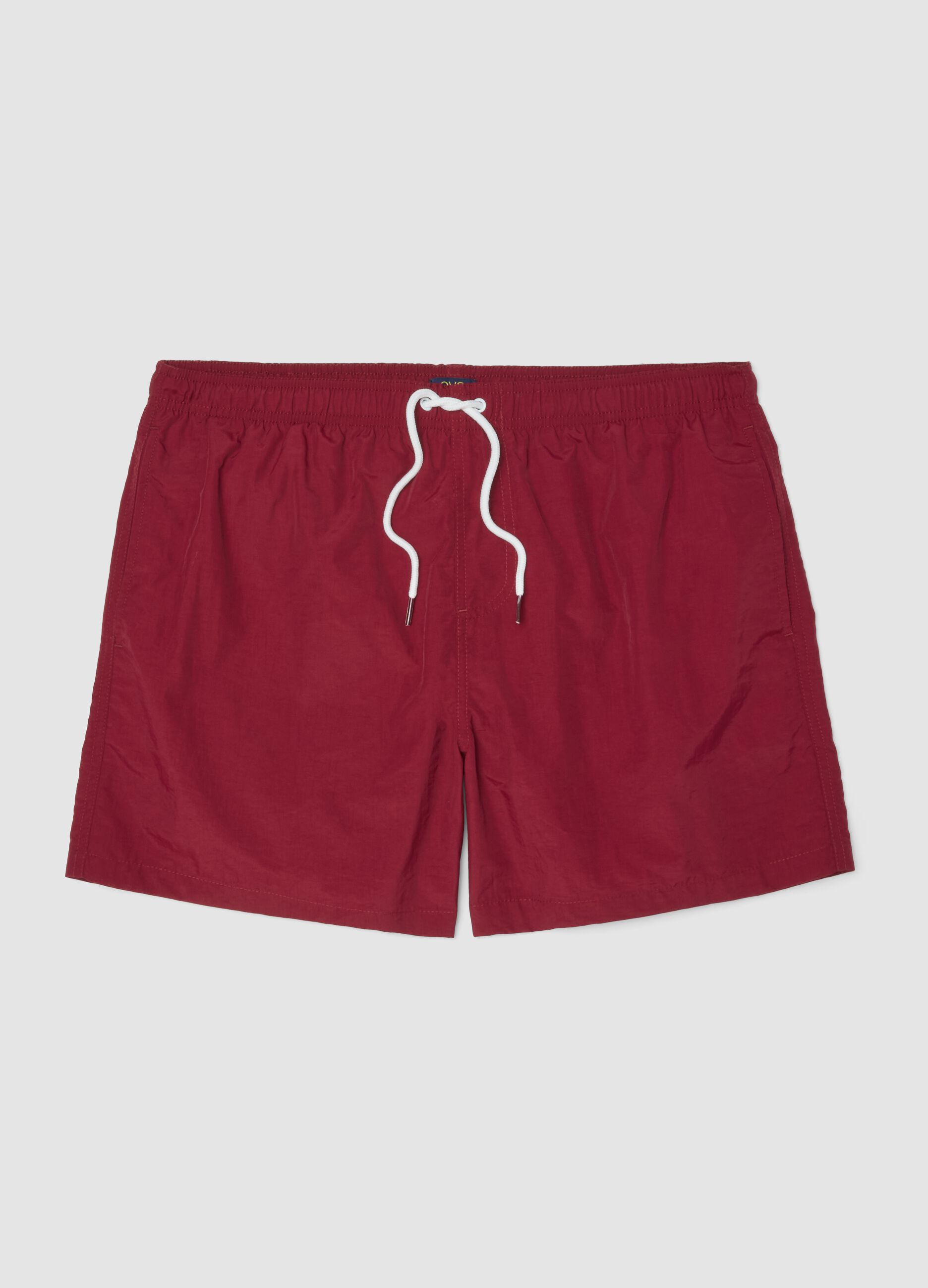 Red regular-fit swim shorts with drawstring