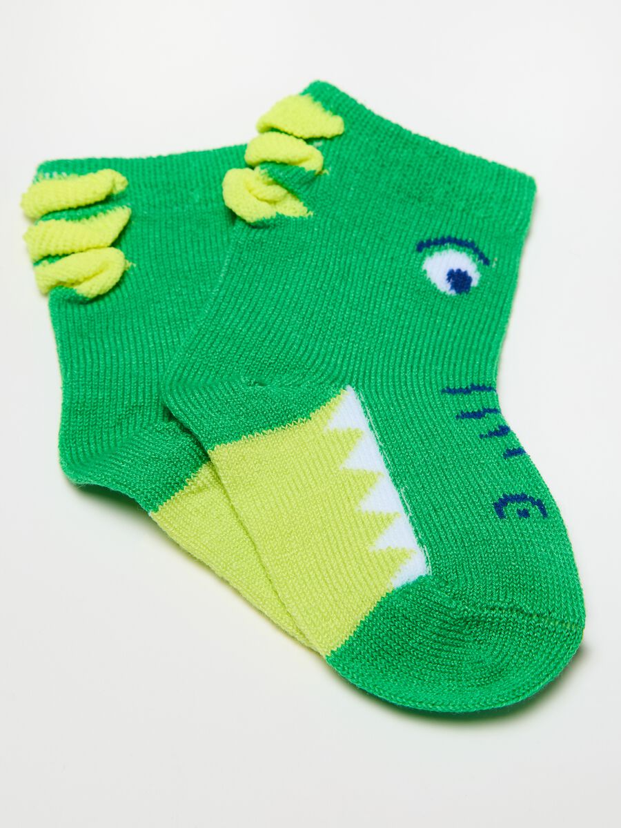 Three-pair pack short socks with crocodile designs_2