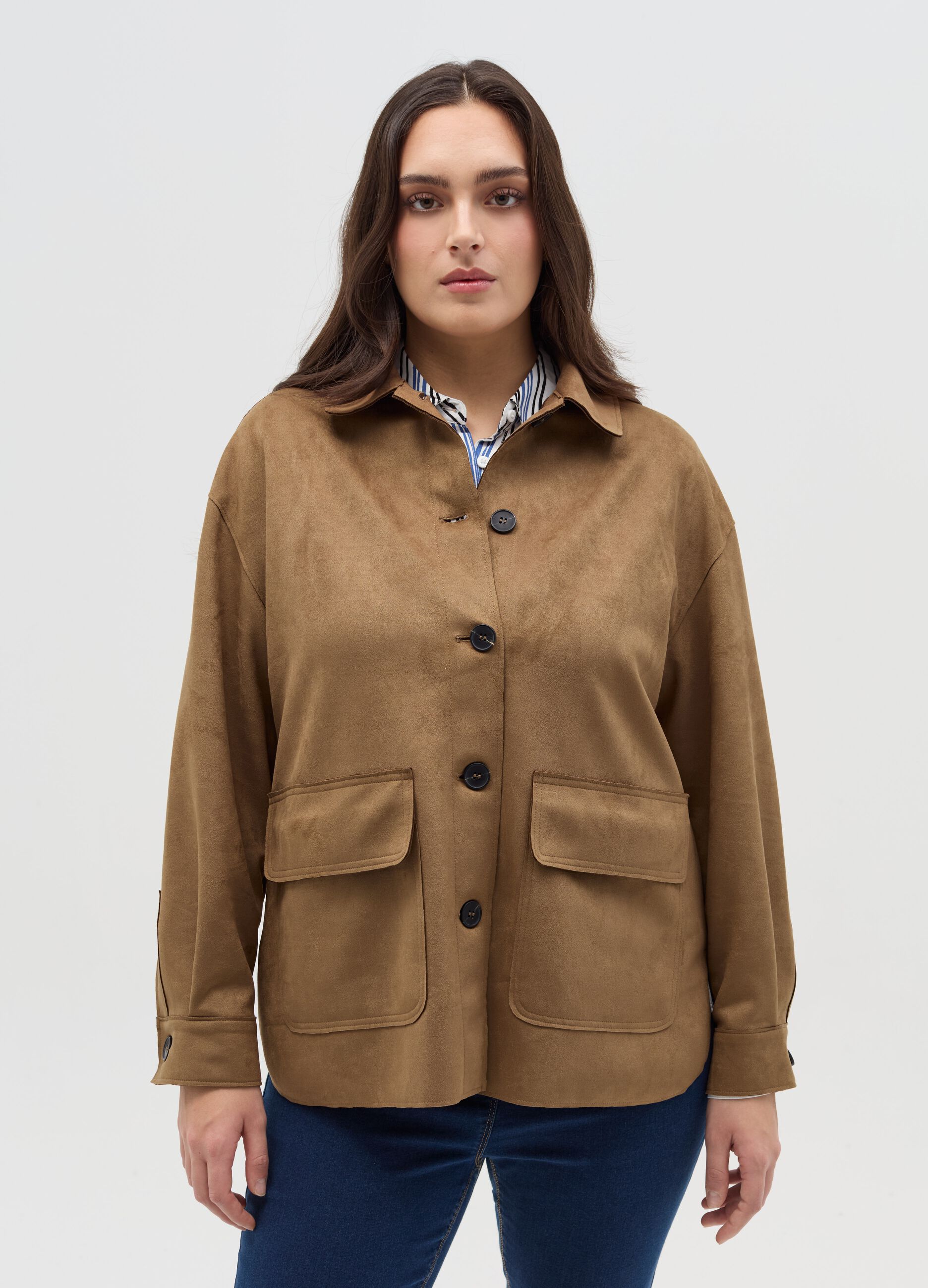 Curvy suede shacket