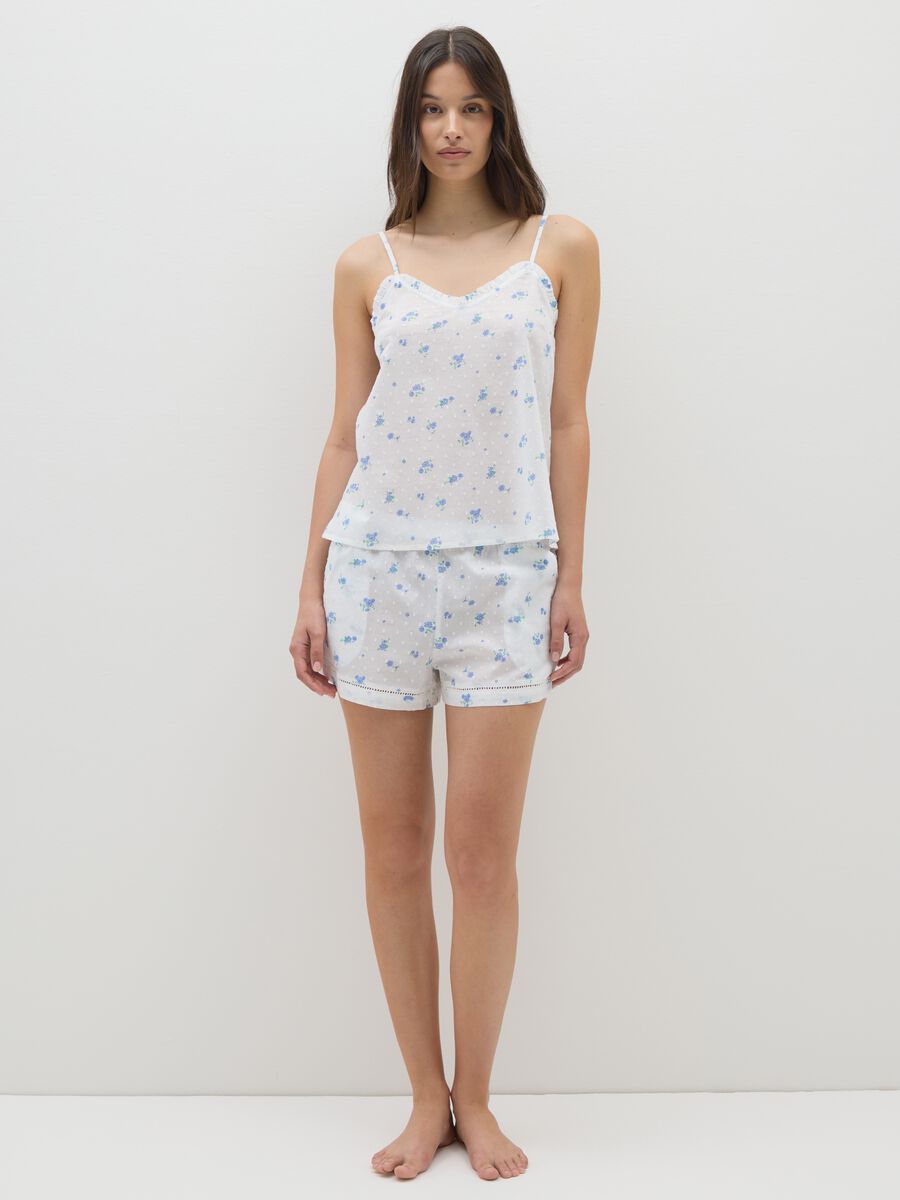 Pigiama da donna in puro cotone bianco regular fit_0
