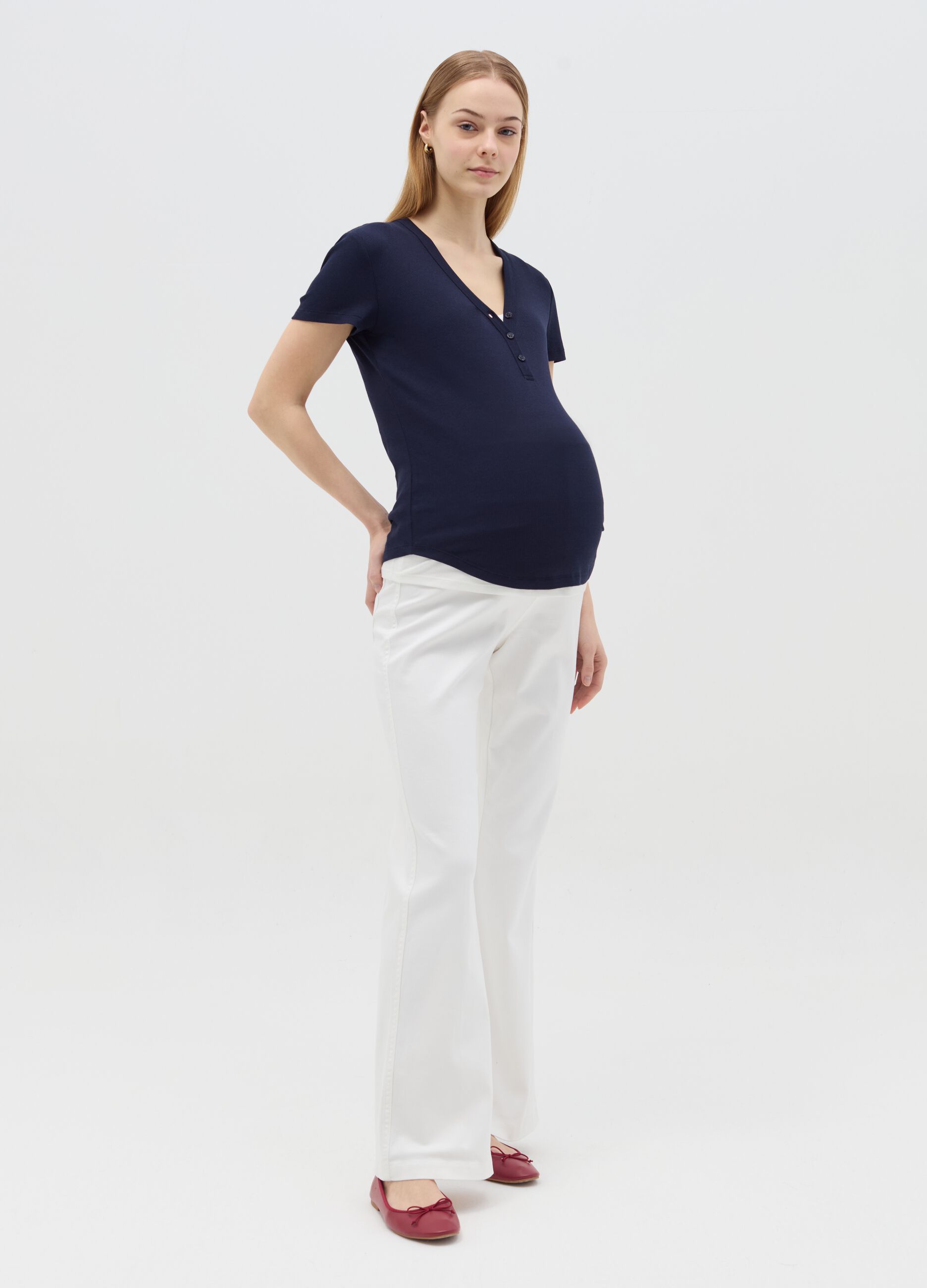 Flare-fit maternity treggings in denim