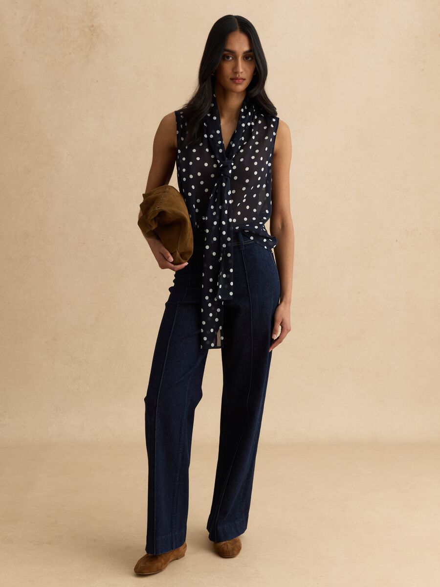 Blusa senza maniche a pois multicolor regular fit con colletto fancy_2