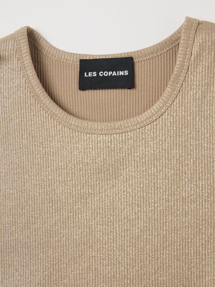 Tank top a costine in lurex beige_1