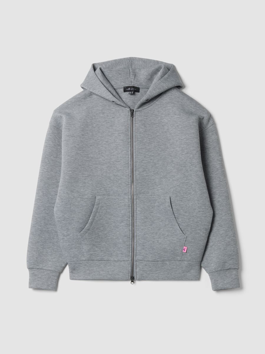 Felpa grigio melange in viscosa elasticizzata over fit_0
