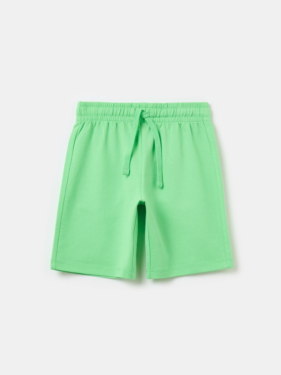 Fleece Bermuda shorts with drawstring_0