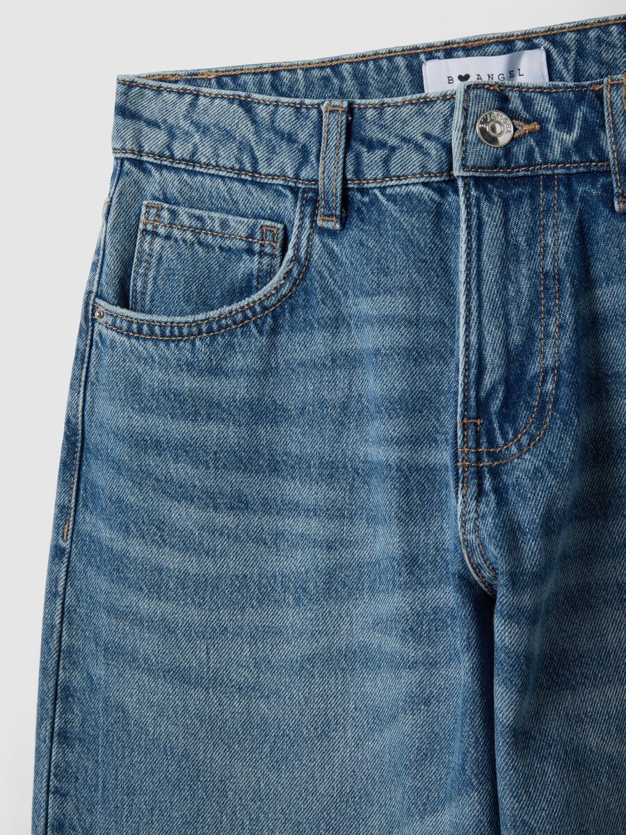 Blue denim boyfriend jeans in pure cotton_5