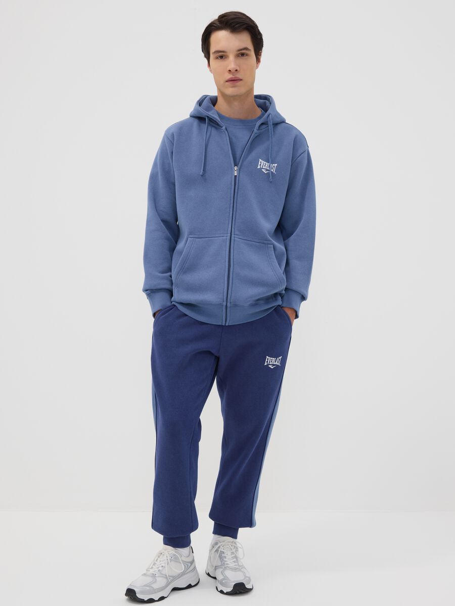Blue cotton-blend joggers with print_0