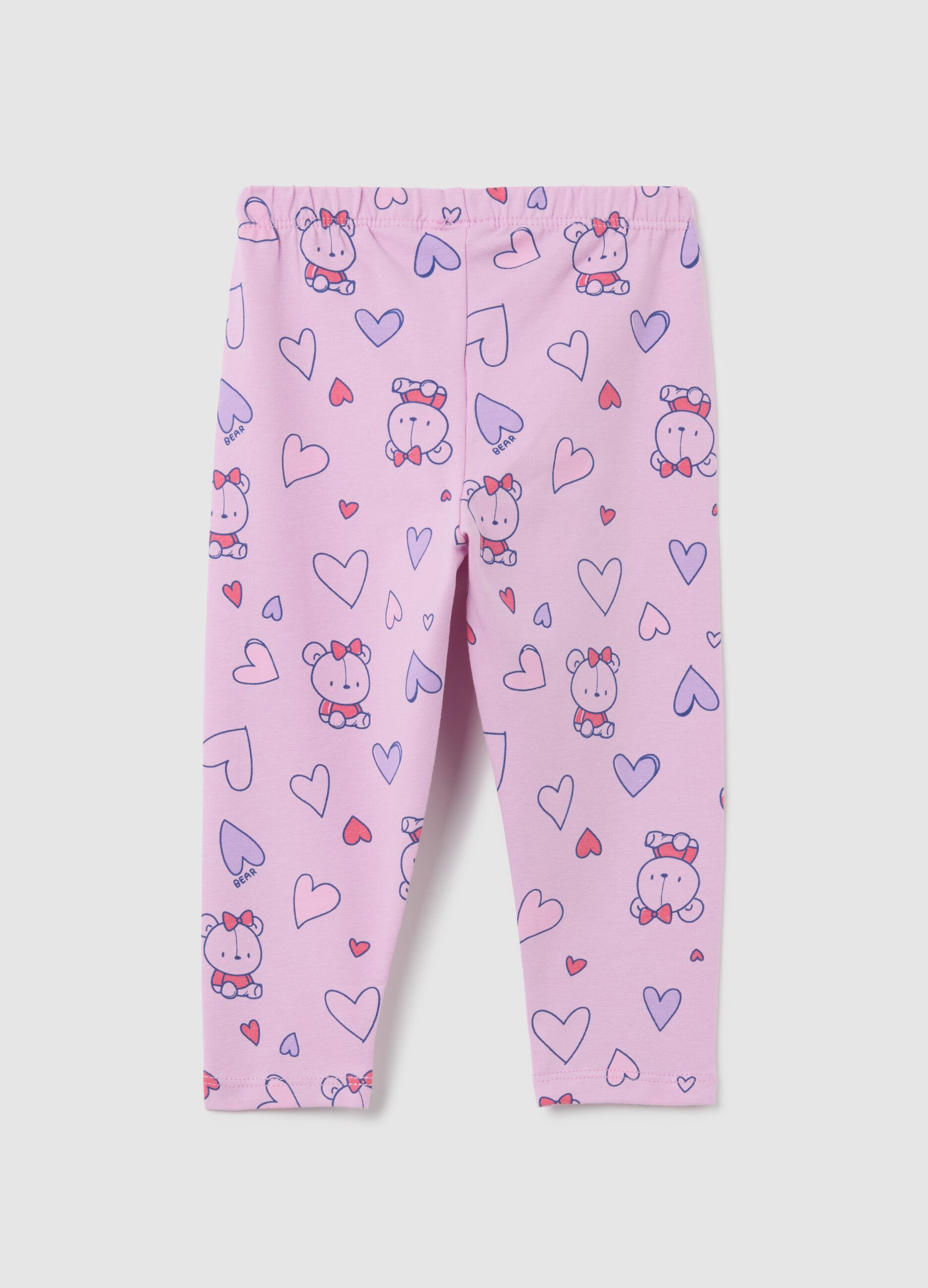 Girls' Pink Cotton Leggings Regular Fit