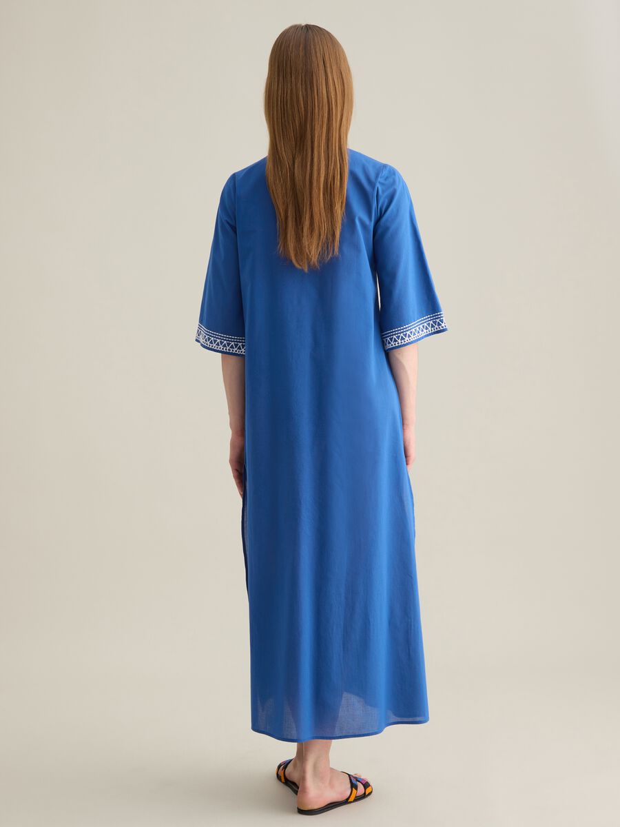 Abito kaftano da donna in puro cotone blu_3
