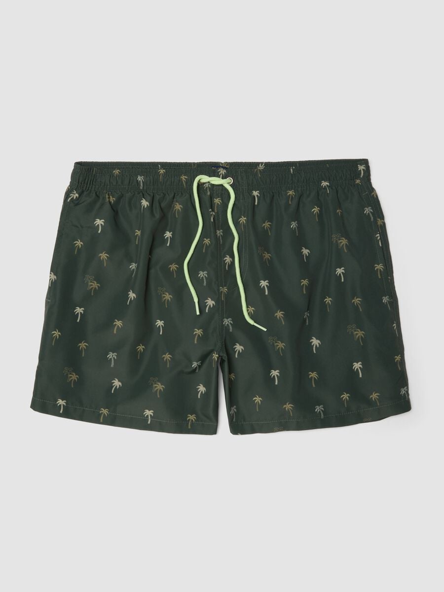 Costume boxer verde con stampa palme_4