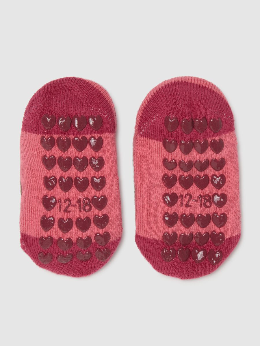 Multicoloured cotton blend baby girl non-slip socks_1