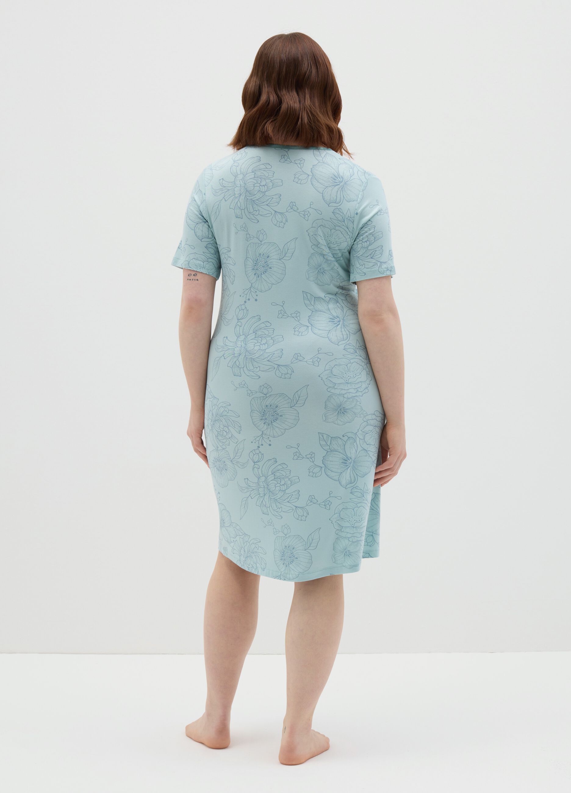 Light blue nightgown with floral print
