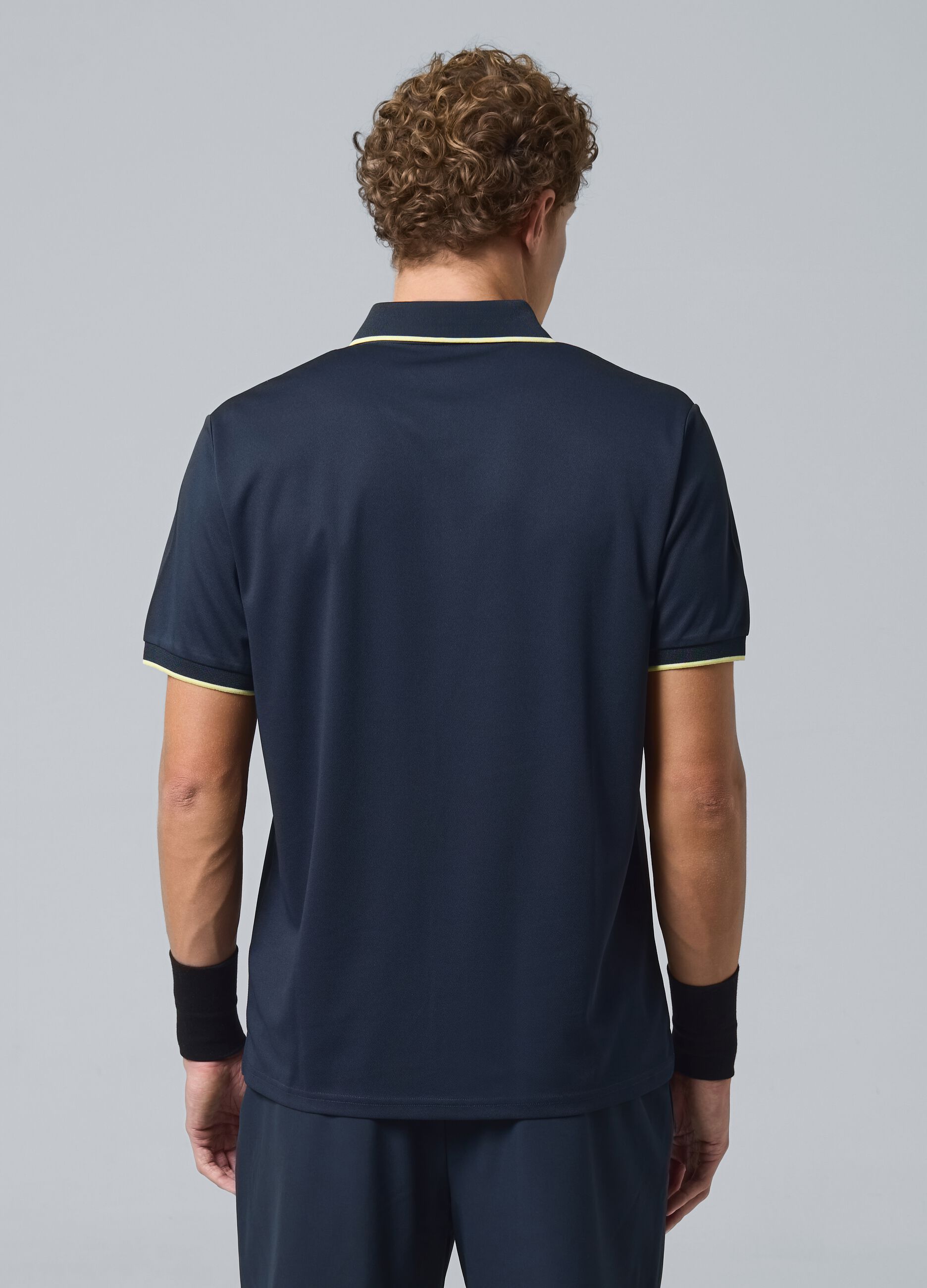 ALTAVIA COURT black sports polo in technical fabric