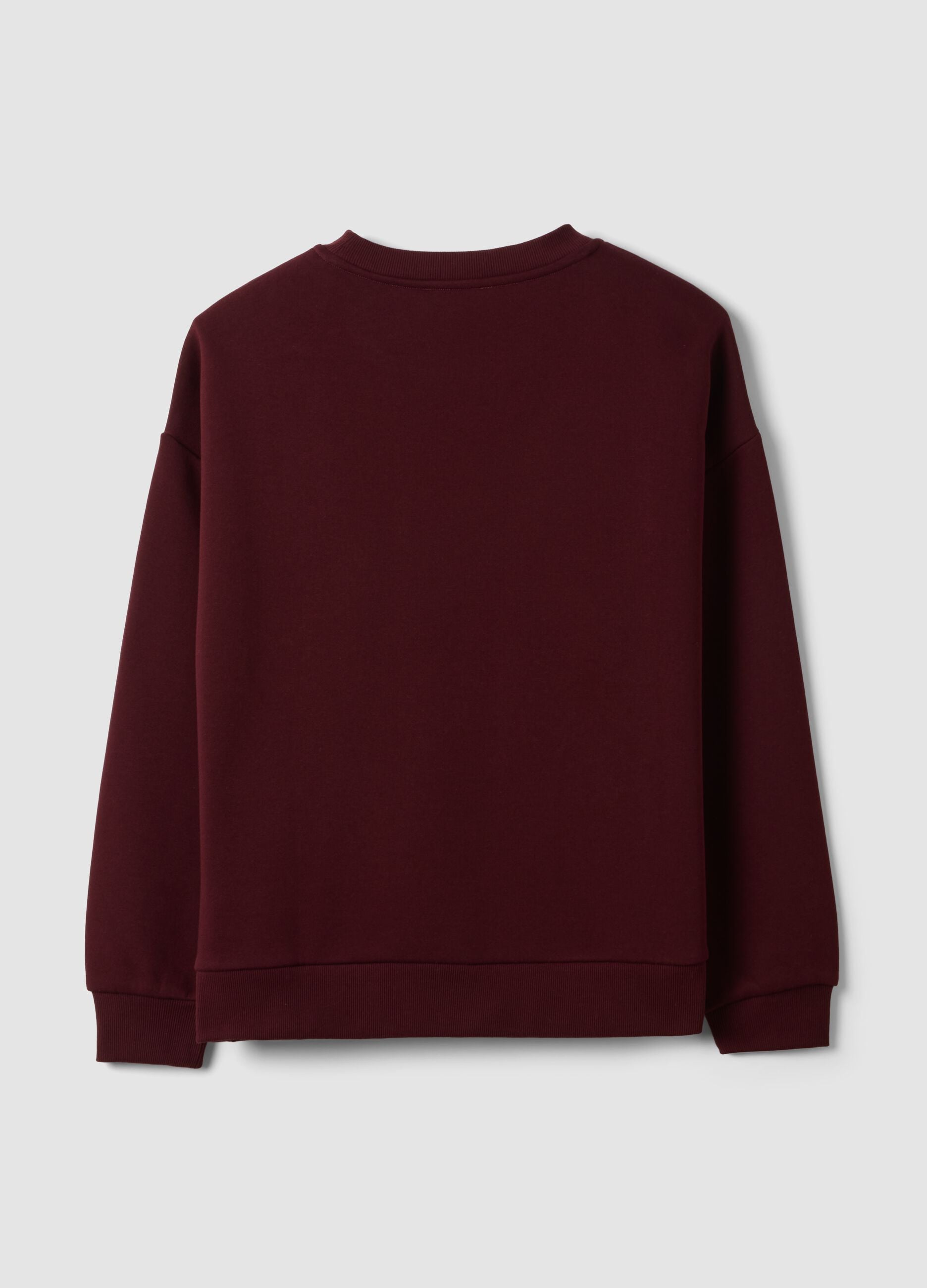Red crew-neck cotton-blend sweatshirt with rhinestones