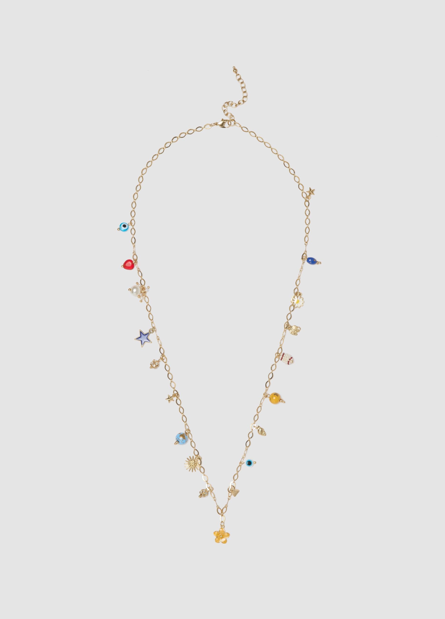 Multicoloured charm necklace