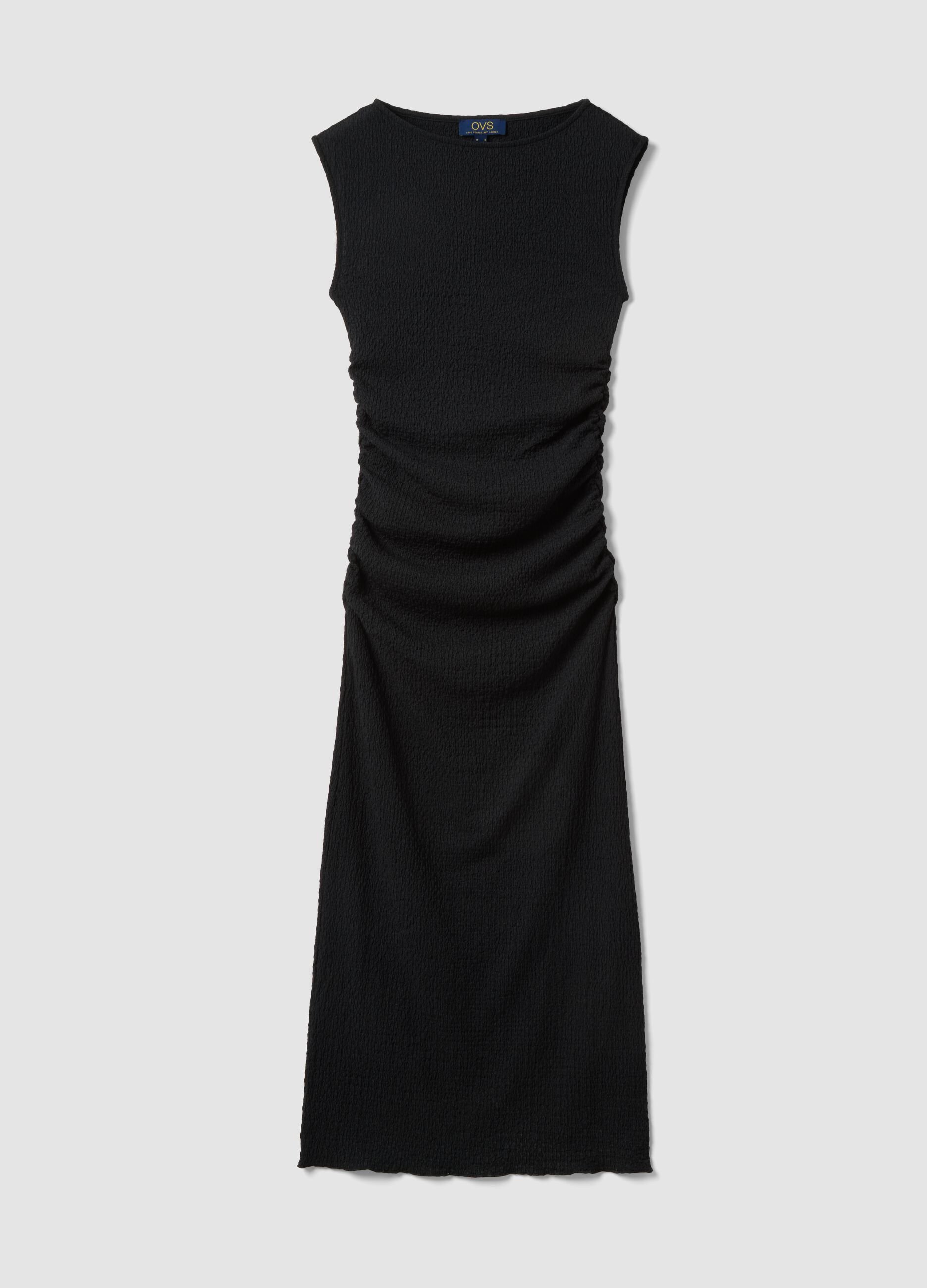 Black fitted maxi dress in stretch fabric