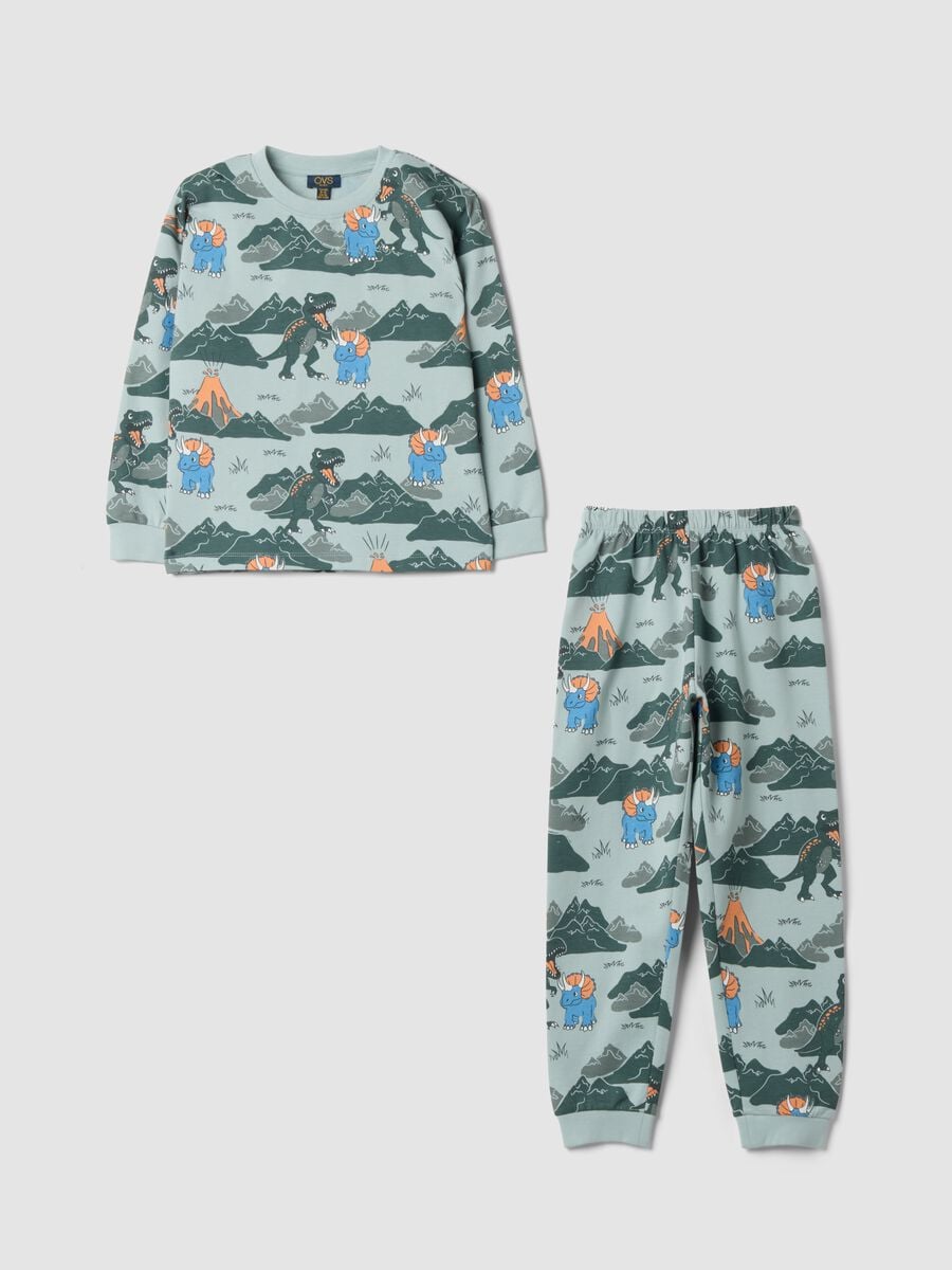 Aqua blue pure organic cotton crew-neck pyjamas_0