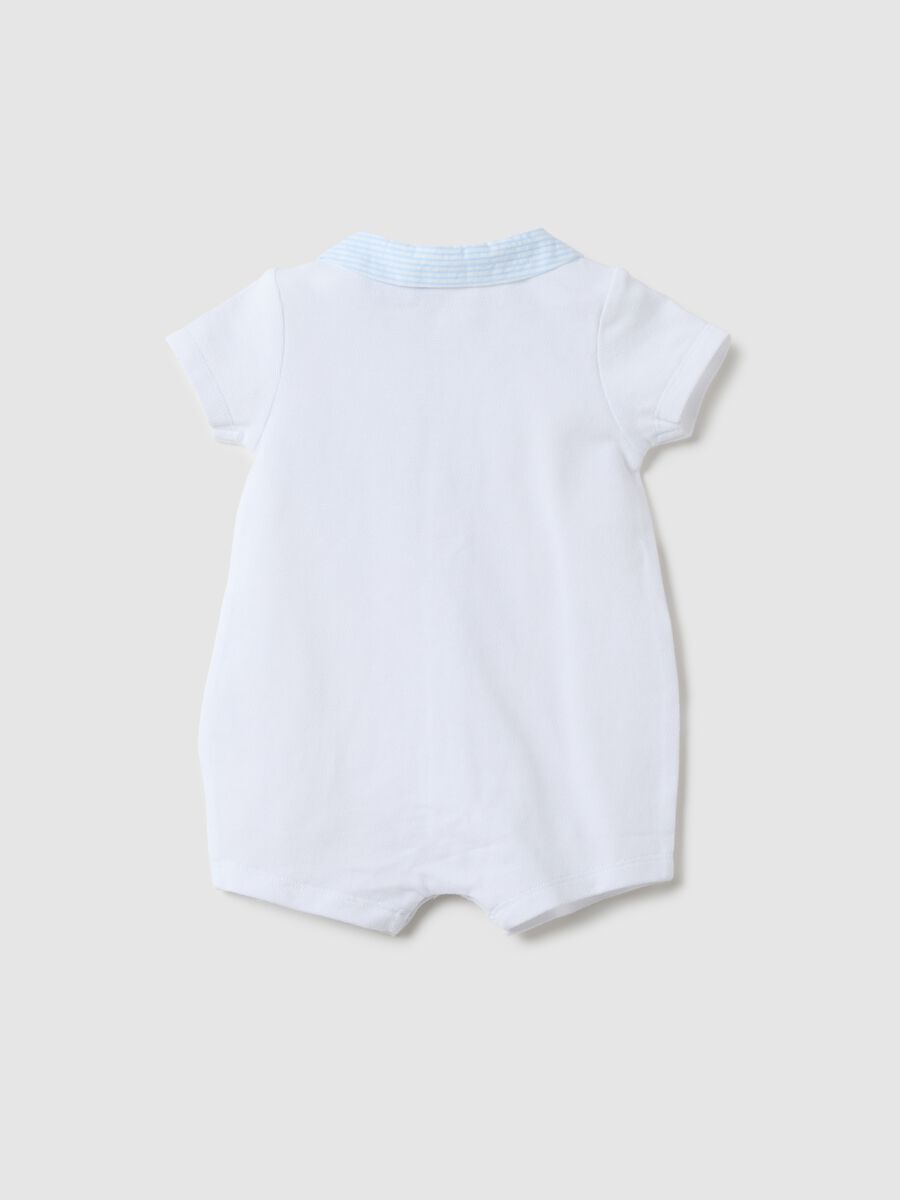 Newborn pure white cotton romper with pointed collar_1