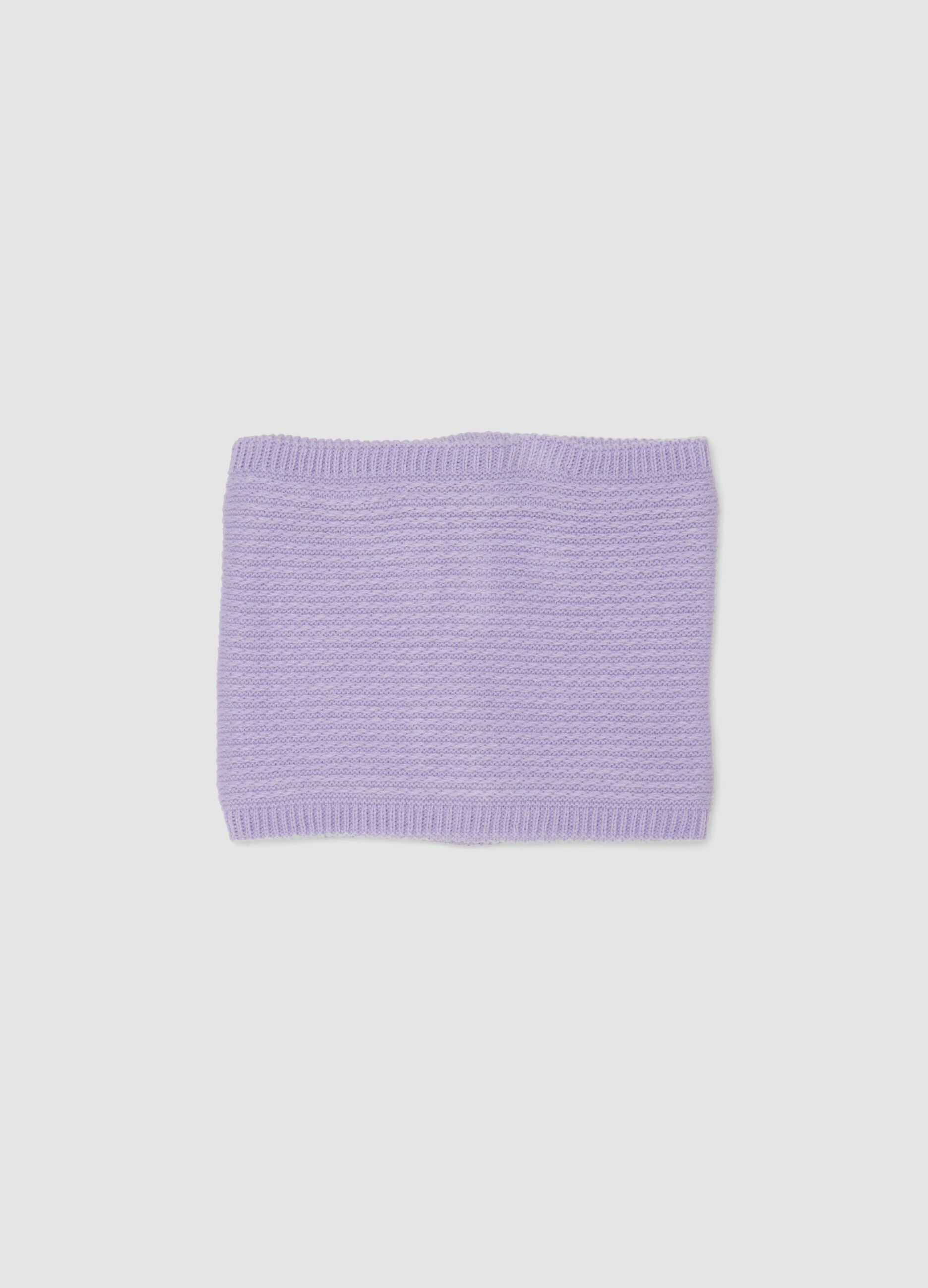 Purple rib-knit snood scarf