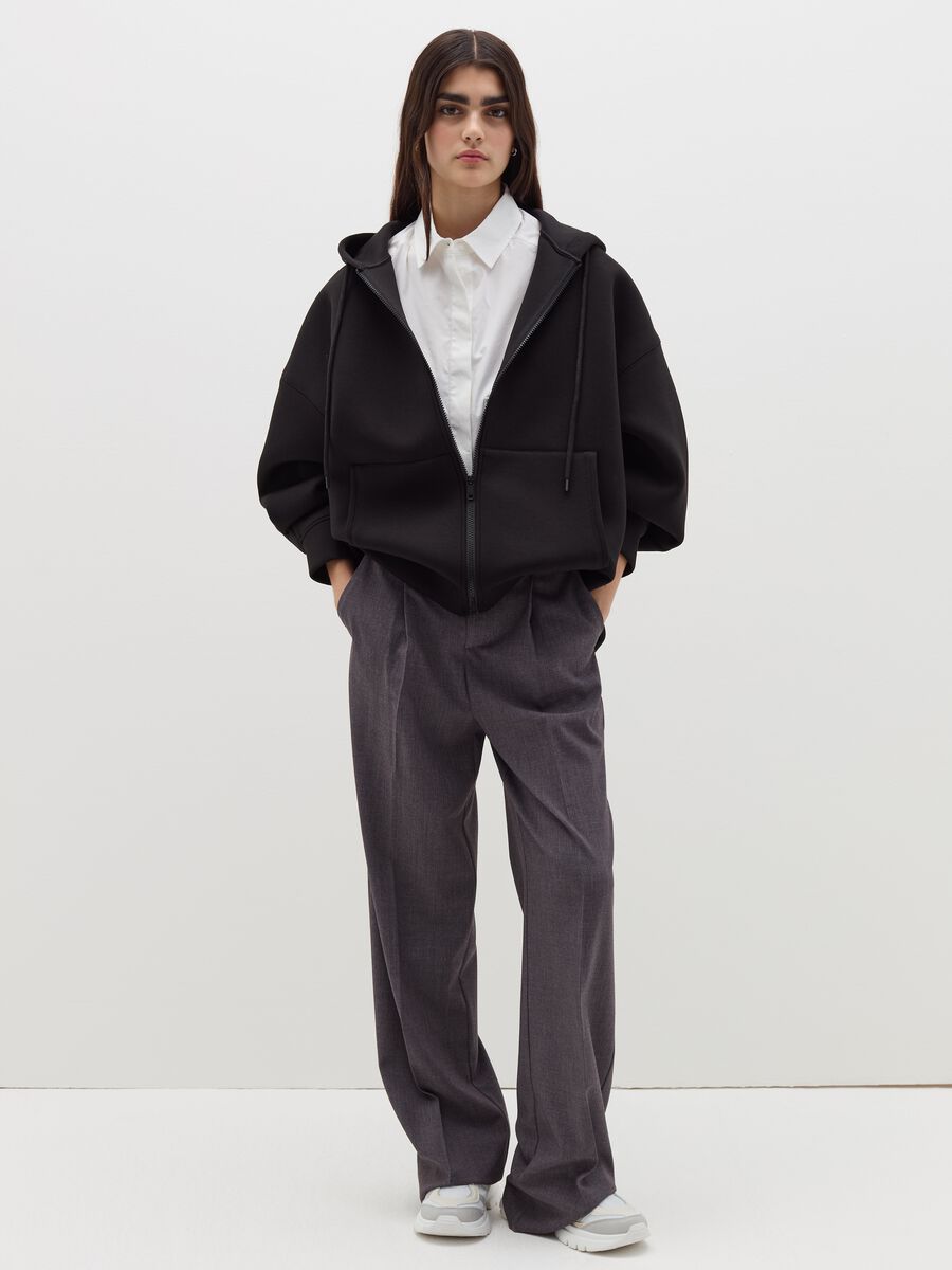 Oversized sweatshirt with hood and zip_1