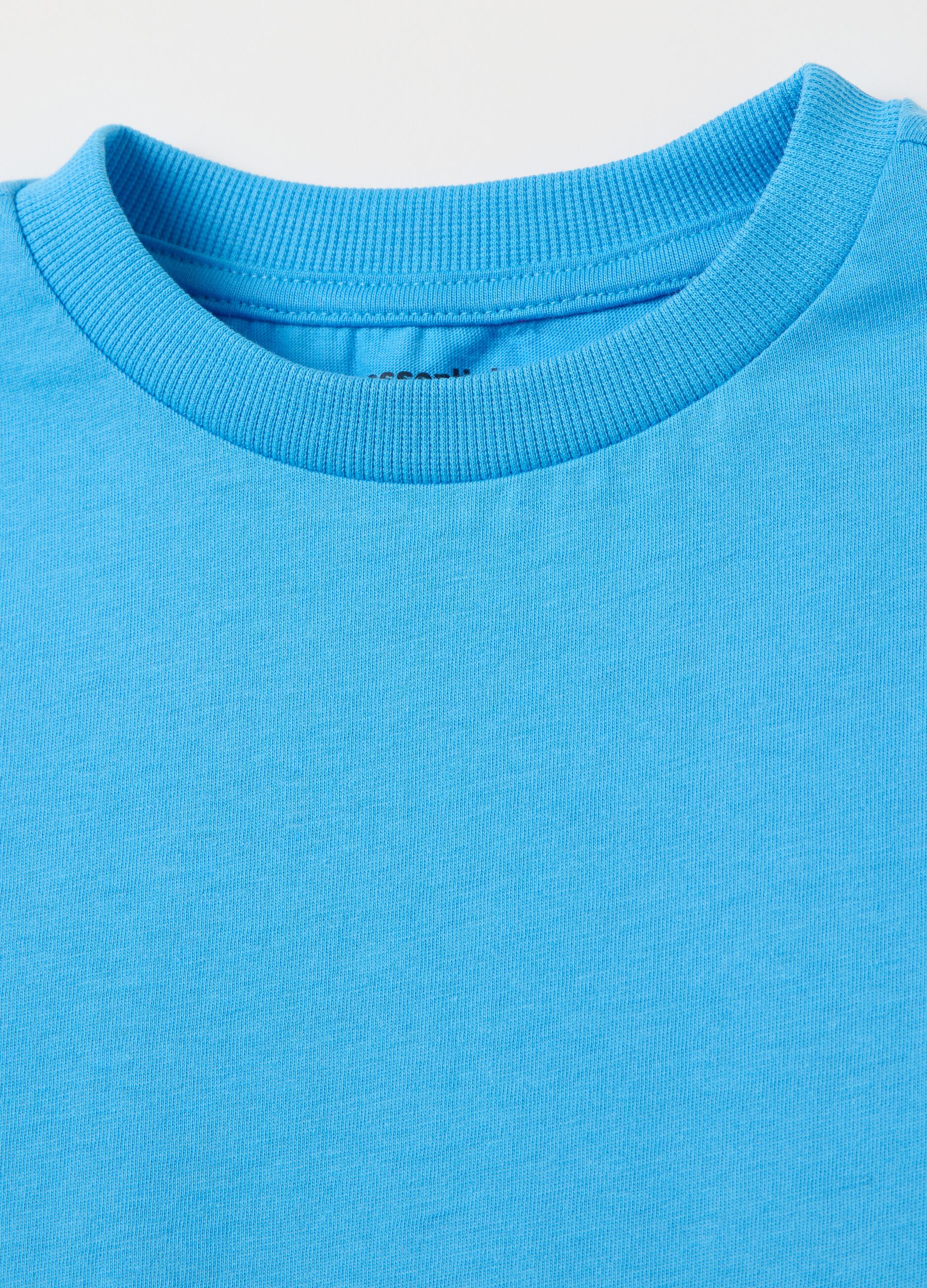 T-shirt azzurra in cotone con scollo rotondo