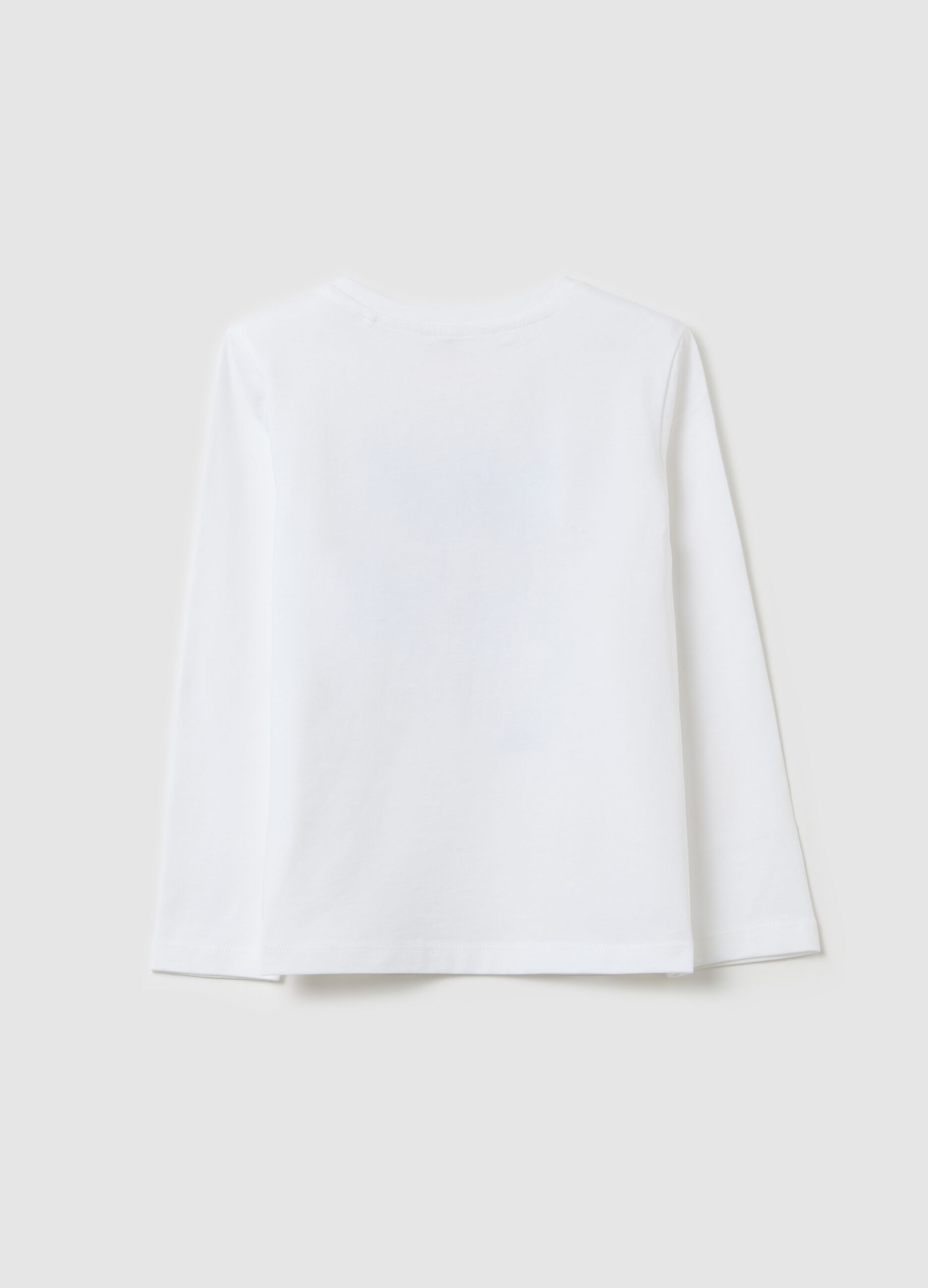 Cotton T-shirt with print and long sleeves