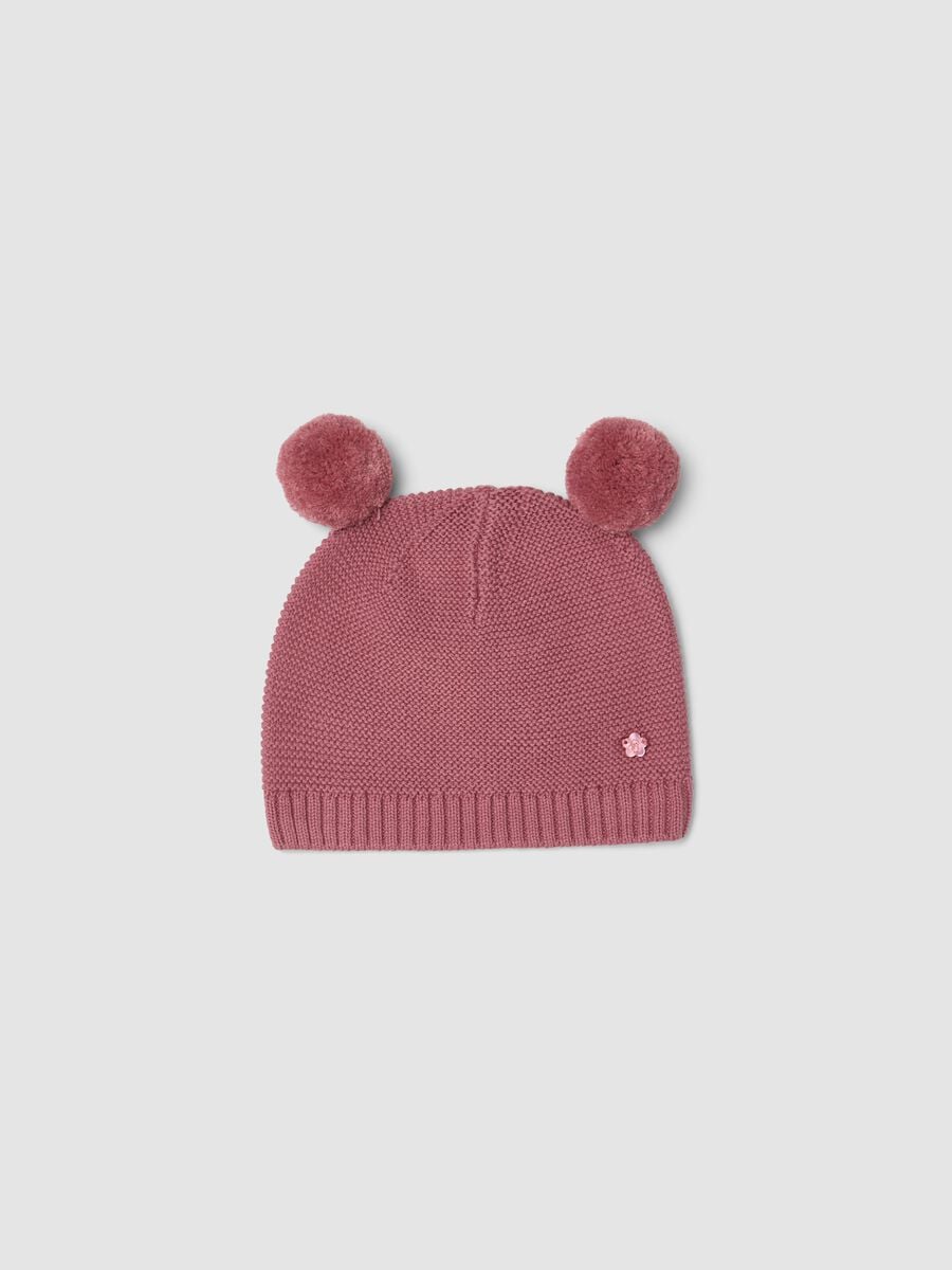 Cappello rosa in puro cotone organico lavorato a maglia_0