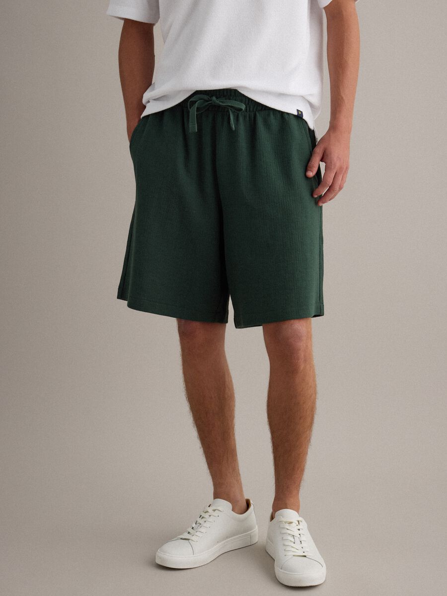 Shorts jogger verdi in misto cotone con coulisse relaxed fit_1