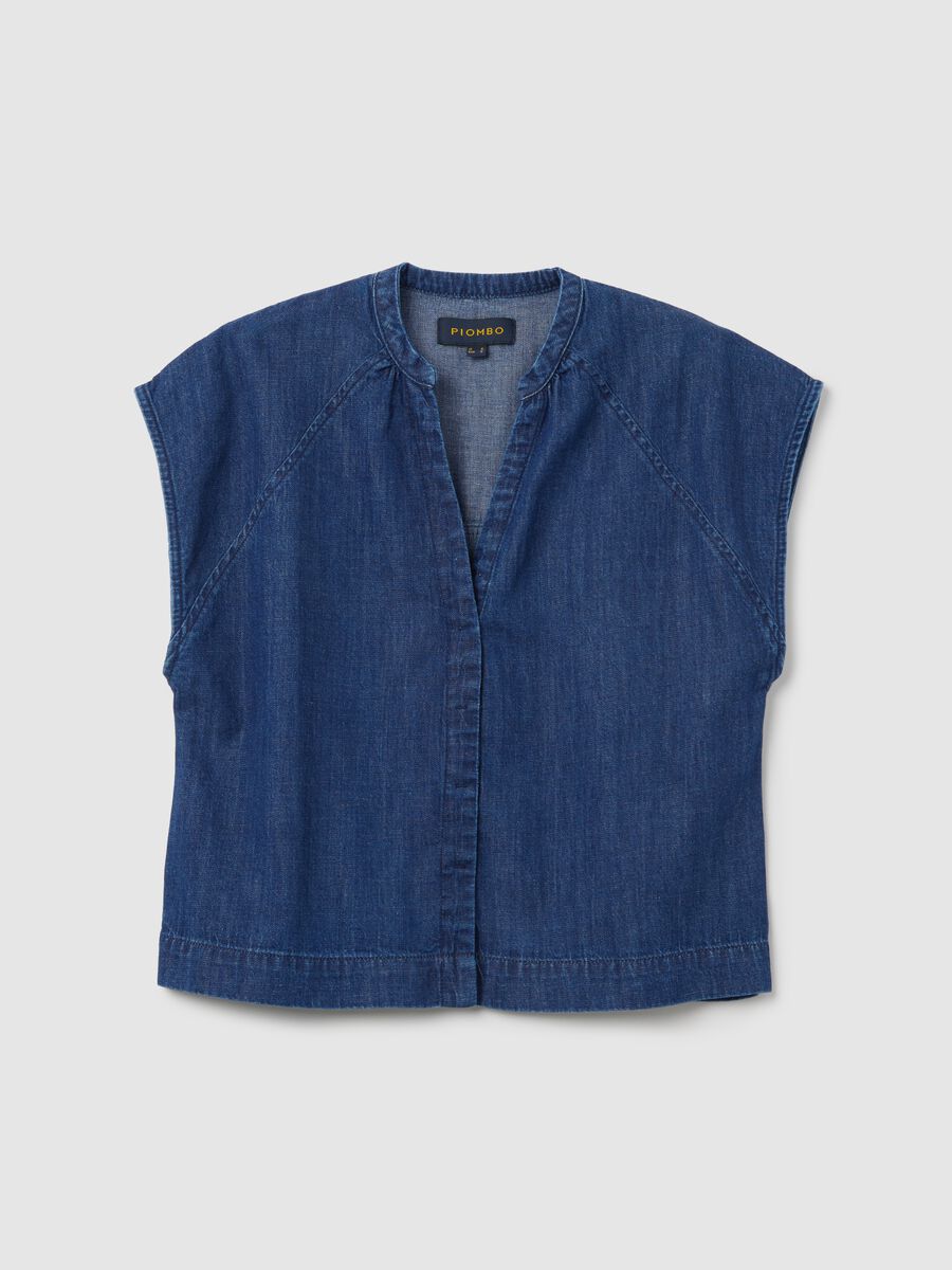 Short Sleeve Denim Shirt in Graphite_4