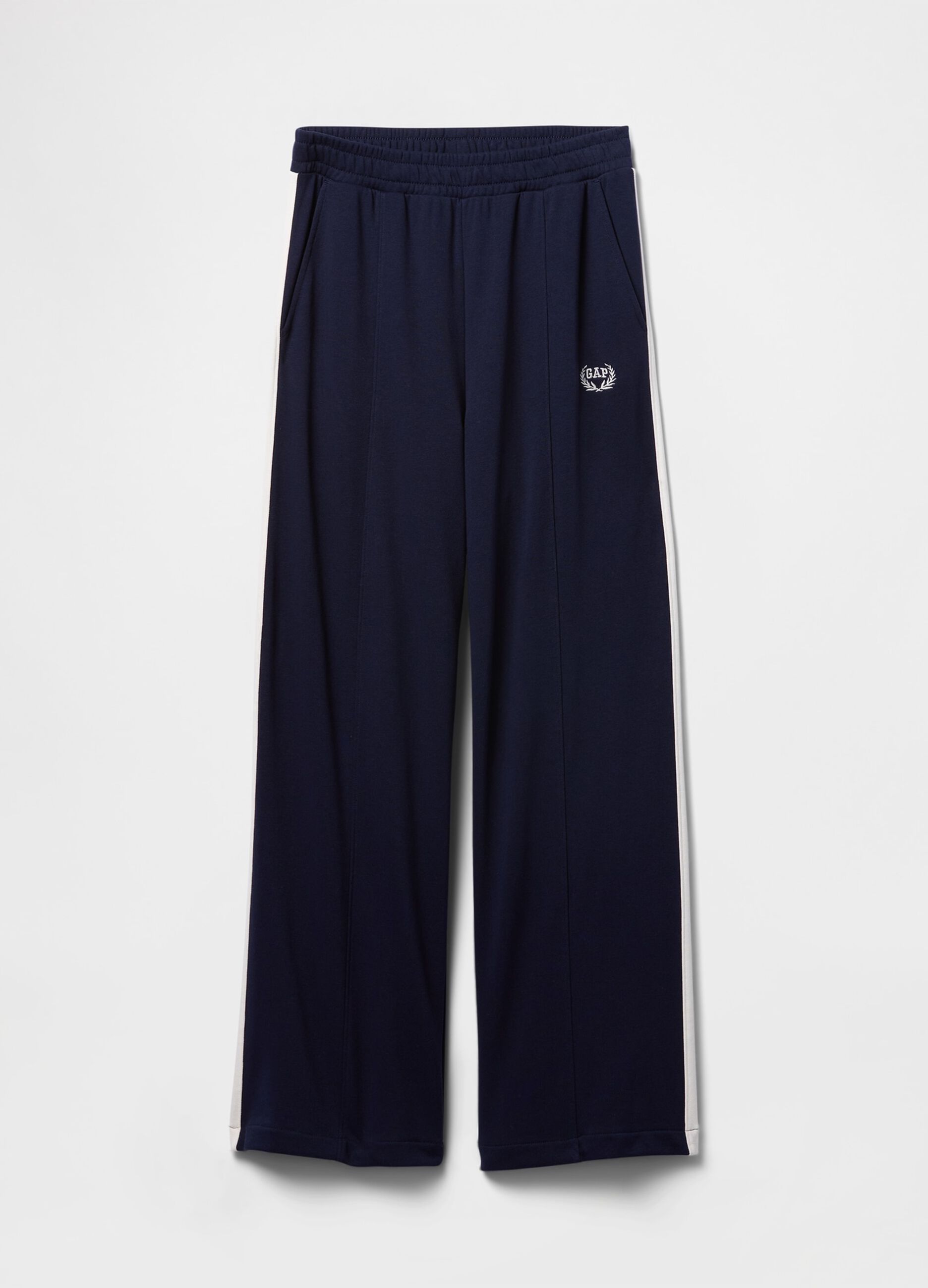 Navy blue cotton blend sports trousers
