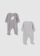Two-pack unisex grey velour sleepsuits with snap closure_0