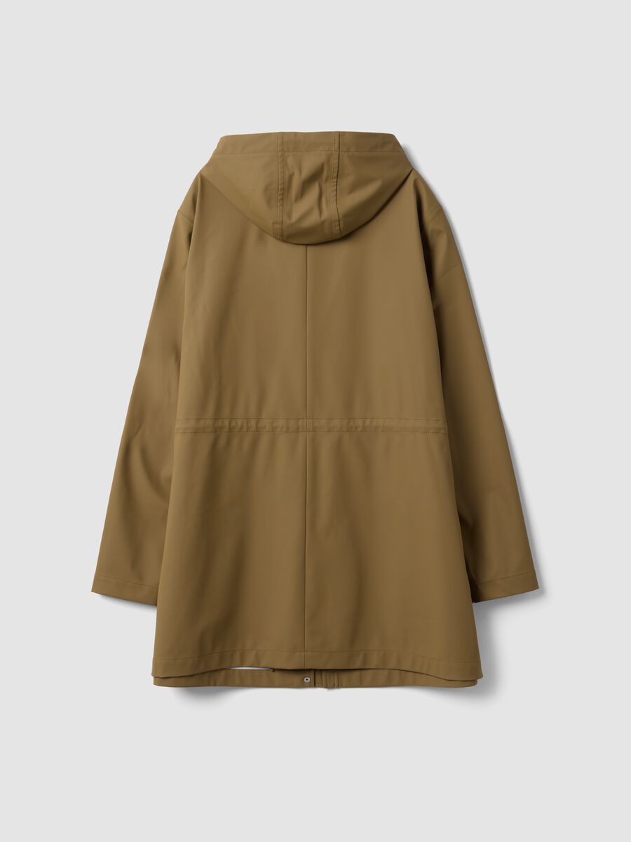 Brown rain jacket with hood, zip and snap-button fastening, regular fit_6