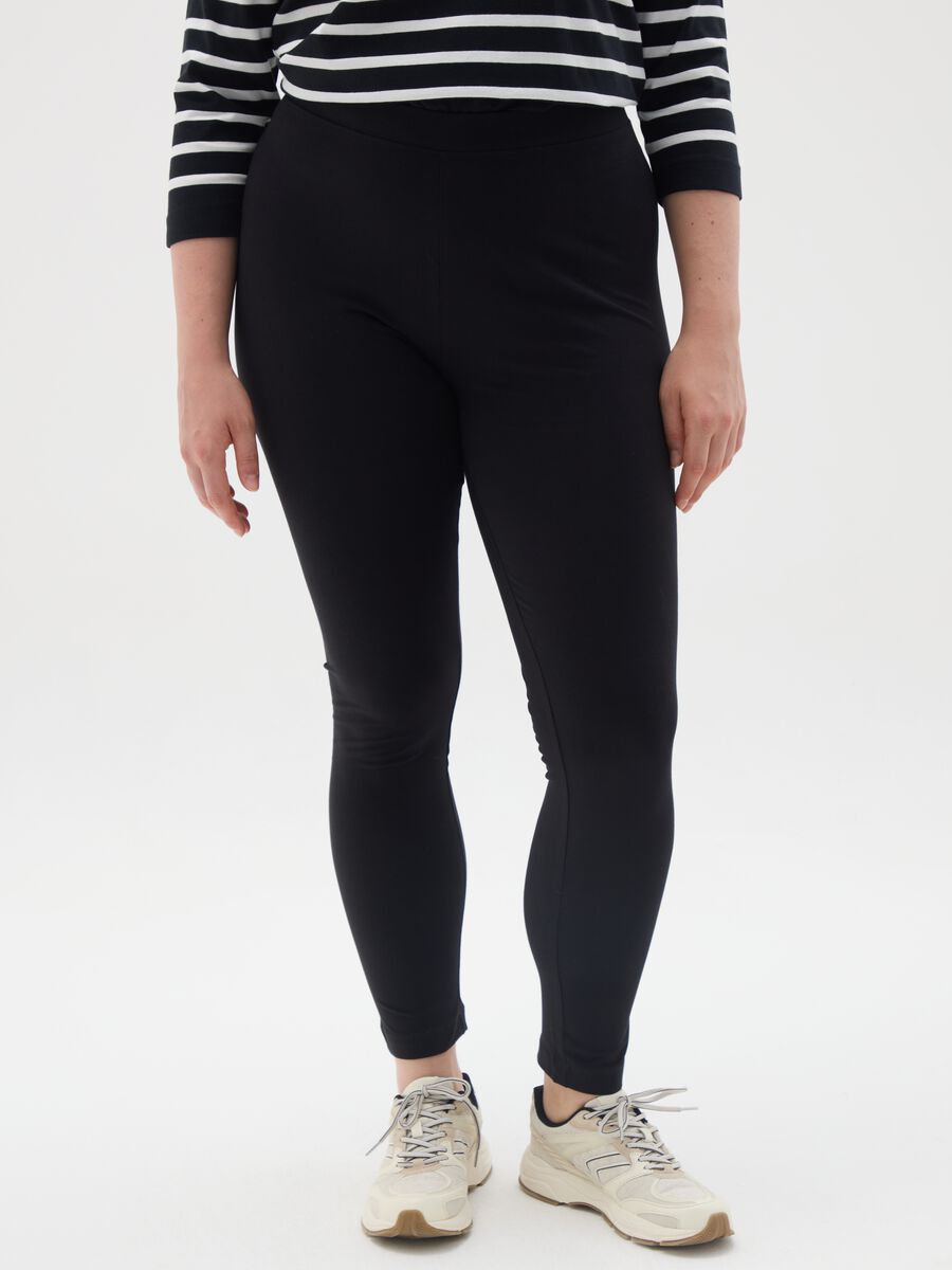 Black Stretch Cotton Skinny Leggings_1