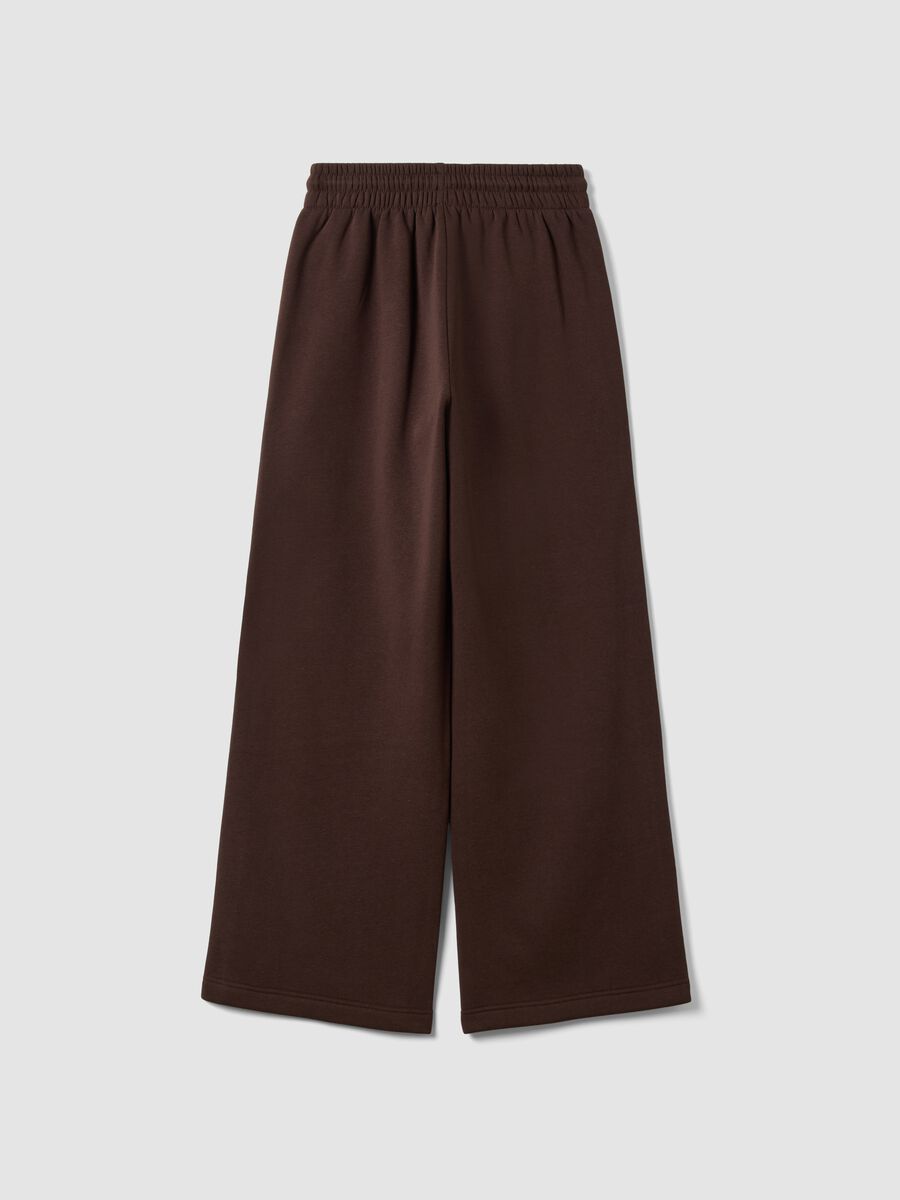 Brown cotton-blend wide-leg trousers with lace detailing_2