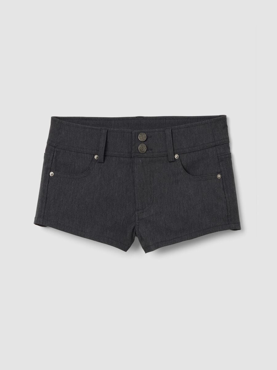 Shorts grigi in viscosa elasticizzato skinny fit_4
