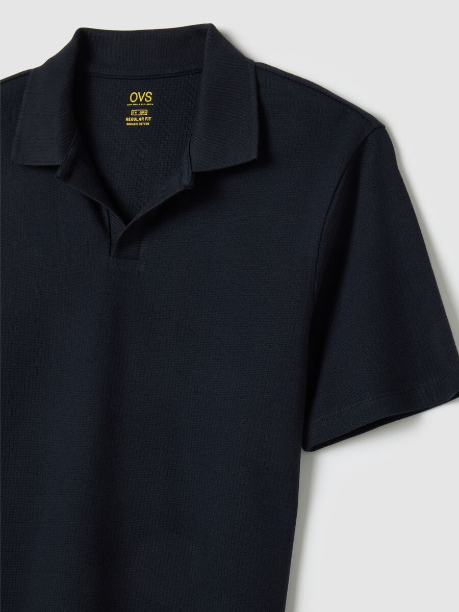 Men's blue pure cotton polo regular fit_5