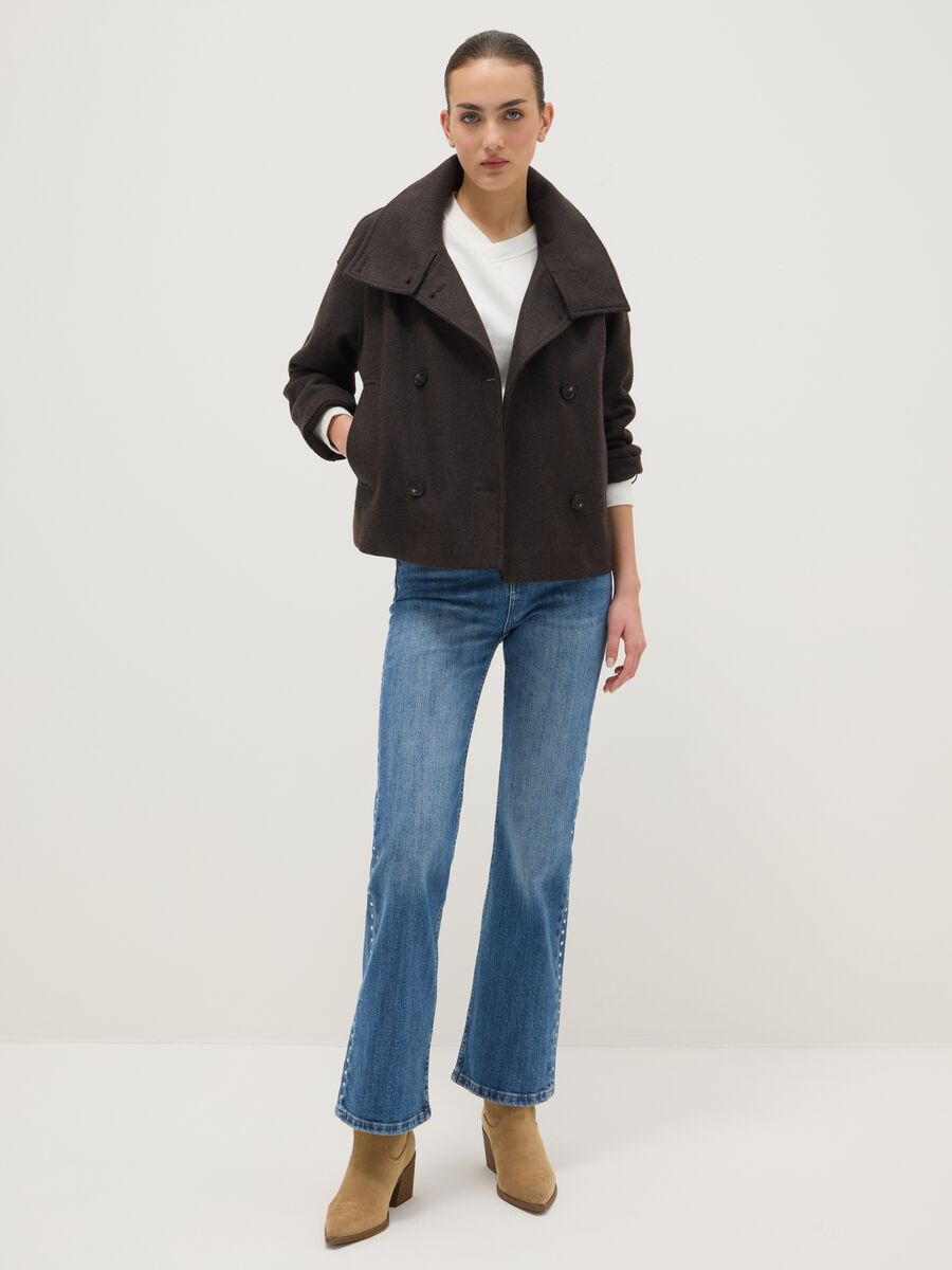 Brown regular fit coat with buttons_2