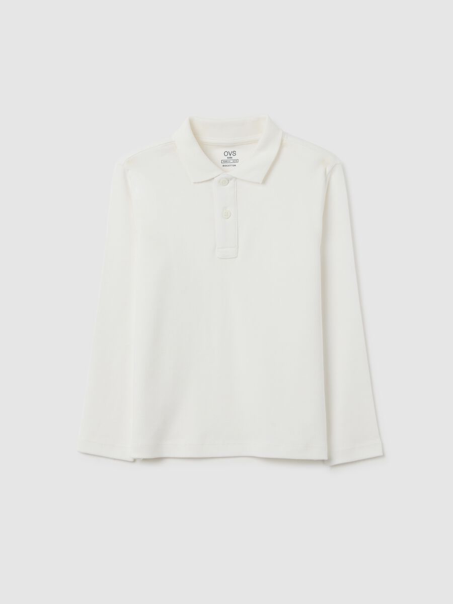 Polo da bambino in puro cotone bianca regular fit_0