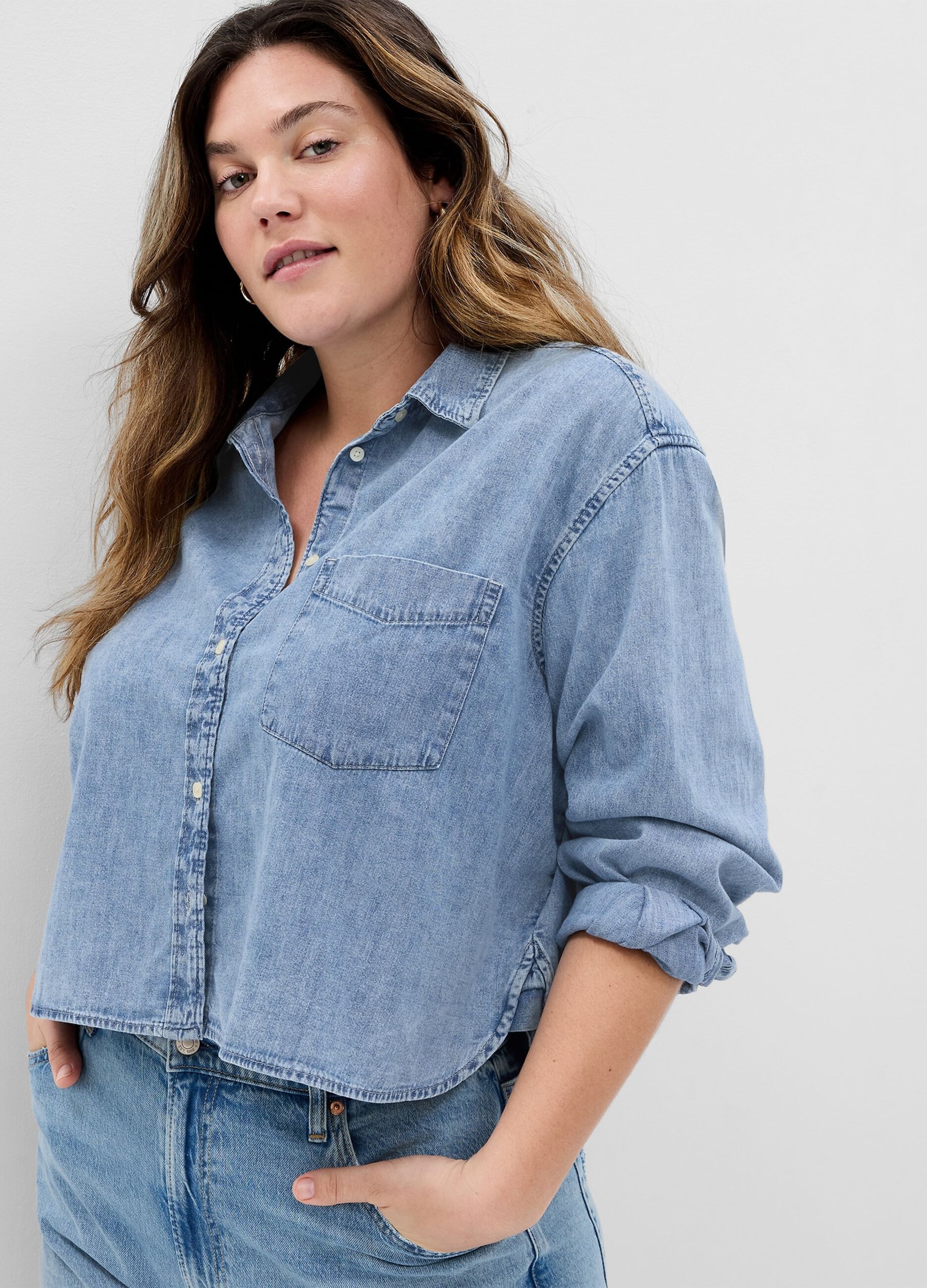 Camicia crop in denim
