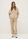 Beige cotton blend regular fit jogger trousers_0