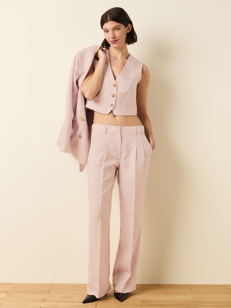 Wide-leg trousers in linen and Lyocell_0