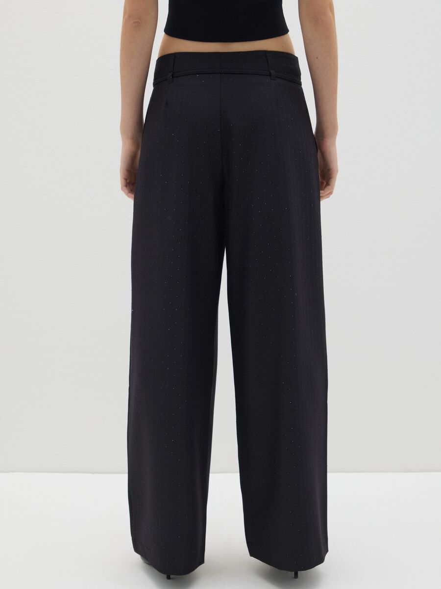Black Wide Leg Stretch Trousers_2