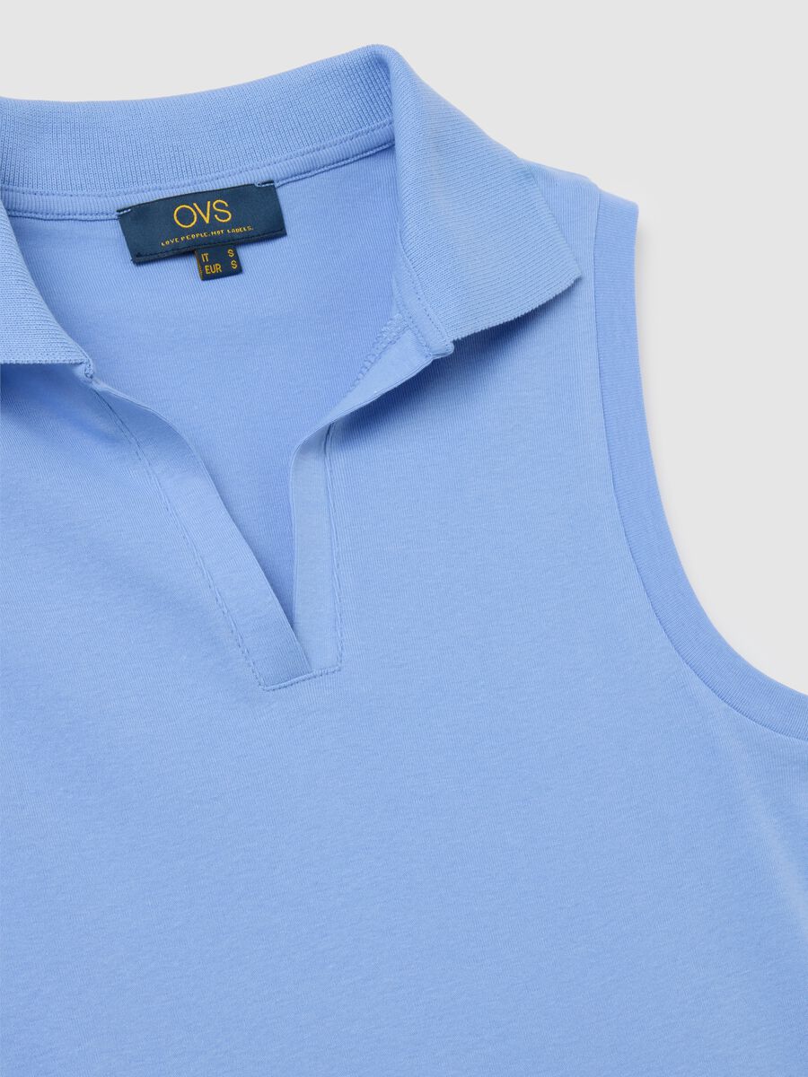 Women's Sleeveless Blue Cotton Top Slim Fit_5