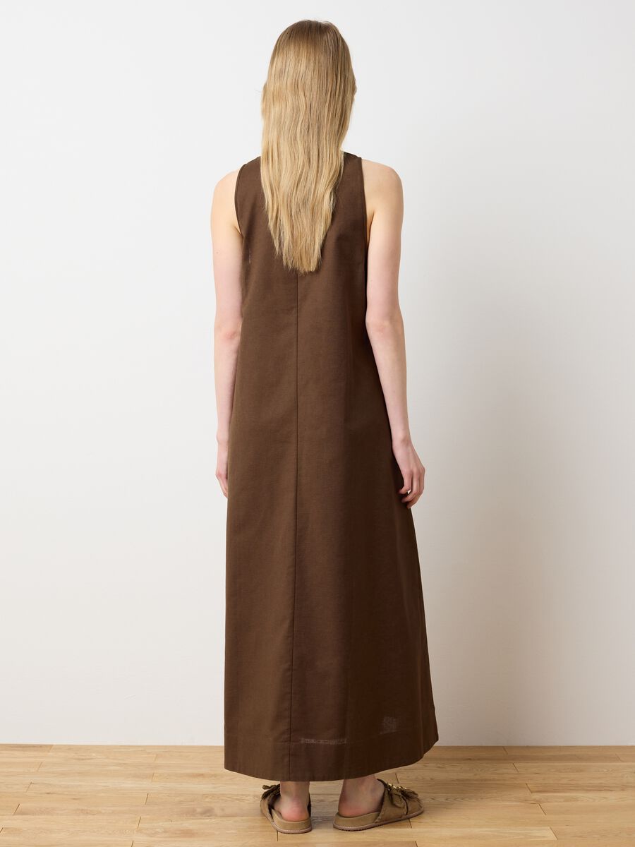 Women's long brown cotton oversized dress_3