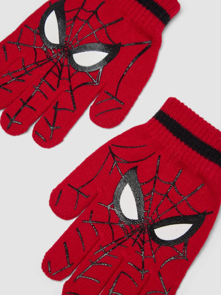 Red MARVEL Spider-Man Print Gloves_1