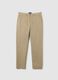 Beige Regular Fit Stretch Cotton Trousers_4
