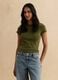 T-shirt fitted in cotone elasticizzato verde_2