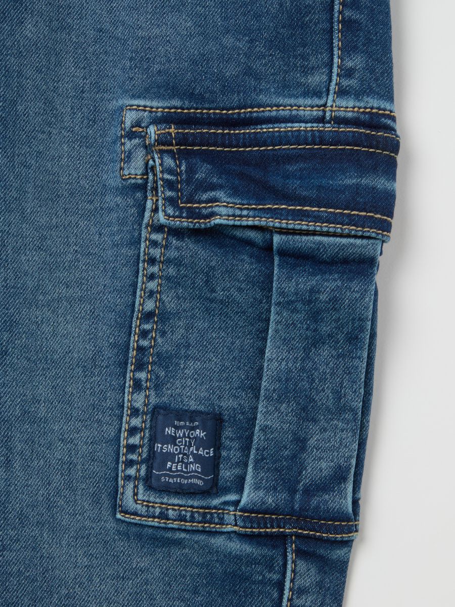 Cargo joggers in denim with drawstring_3
